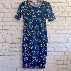 NEW!Short Sleeve T-Shirt LulaRoe Julia dress in XXS, blue background!